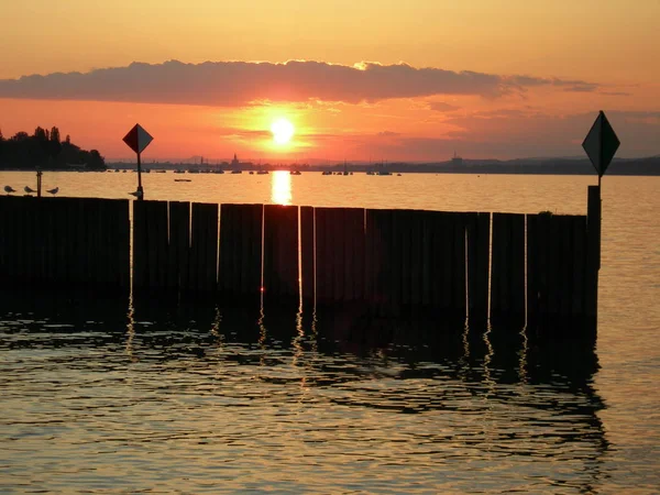 Pôr Sol Lago Constança — Fotografia de Stock