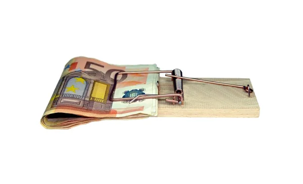 Euro Banknotes Mousetrap — Stock Photo, Image