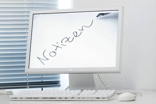 Computer Screen Notizen Lettering — Stock Photo, Image