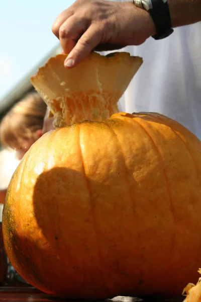 Primo Piano Una Zucca Nel Mercato — Foto Stock