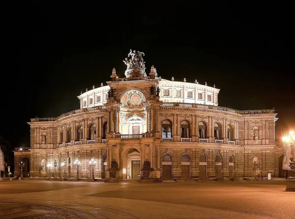 Semperoper Dresden Nocy — Zdjęcie stockowe
