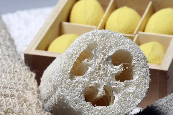 Loofah Lemon Soaps — Stock Photo, Image