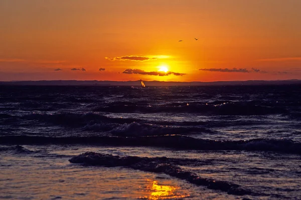 Zachód Słońca Porcie Camargue — Zdjęcie stockowe