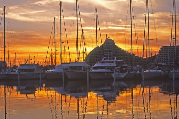 Camargue Grande Motte Tramonto Porto — Foto Stock