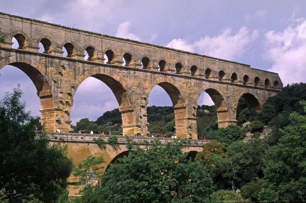 Pont Gard Ρωμαϊκή Γέφυρα Προβηγκία — Φωτογραφία Αρχείου