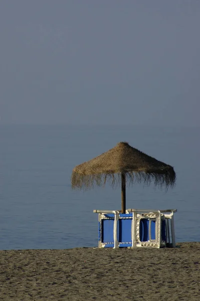 Morning Visitors Crowd Beach Still Quiet Costa Del Sol — Stock Photo, Image