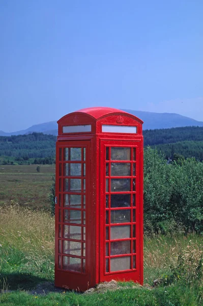 Bei Loch Laggon Rote Telefonzelle — Zdjęcie stockowe