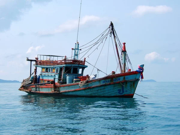 Vista Della Barca Pesca Sulla Riva — Foto Stock