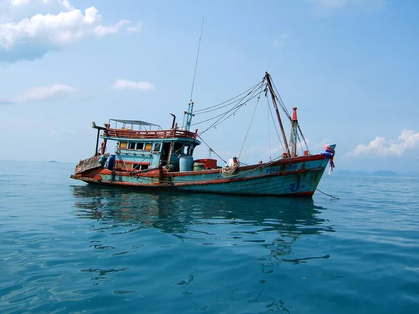 Vista Barco Pesca Costa — Fotografia de Stock