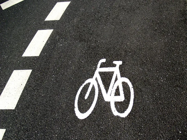 Знак Велосипедной Дорожки Дороге — стоковое фото