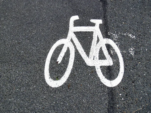 Sinal Bicicleta Estrada Asfalto — Fotografia de Stock