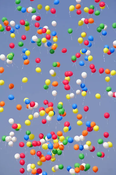 Colorful Balloons Rising Sky — Stock Photo, Image