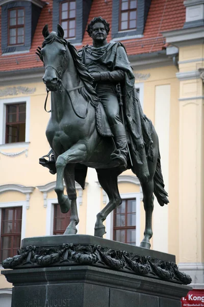 Statue Équestre Sur Place République Weimar — Photo