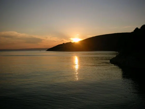 Coucher Soleil Sur Île Rab Croatie — Photo