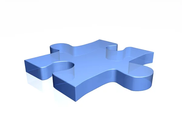 Puzzle Bleu Avec Ombre Sur Fond Blanc — Photo