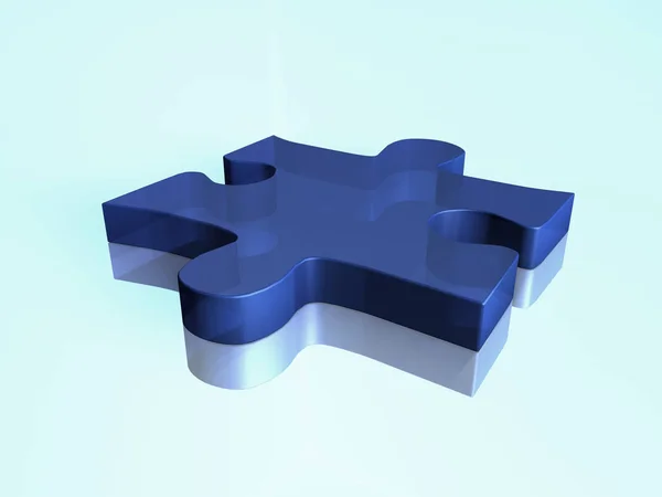Vykreslování Modré Bílé Puzzle Kousky — Stock fotografie