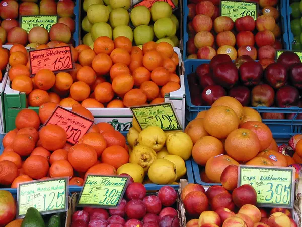 Frutas Produtos Hortícolas Frescos Mercado — Fotografia de Stock