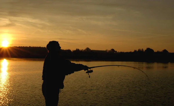 Angler Pommelsee Mecklenburg Seenplatte Hat Matin Malheureusement Pris Rien — Photo