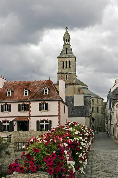 Quimperle Cidade Velha Com Igreja Brittany — Fotografia de Stock