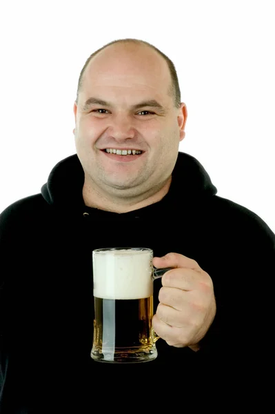 Homme Avec Verre Bière — Photo