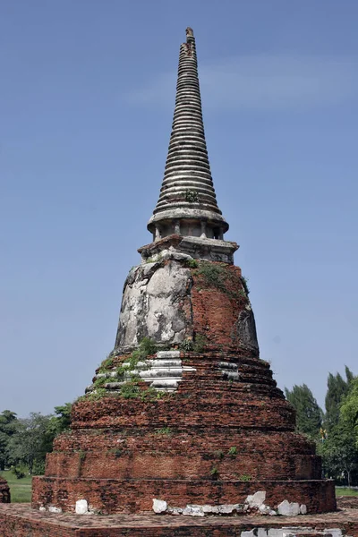 Een Pagode Het Tempelterrein Ayutthaya Thailand — Stockfoto