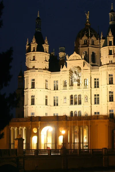 Unser Regierungssitz Mecklenburg Der Nacht — Stockfoto