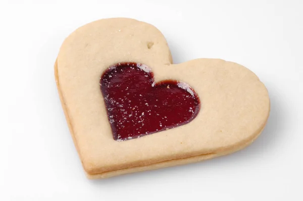 Heart Shaped Cookie White Background — Stock Photo, Image