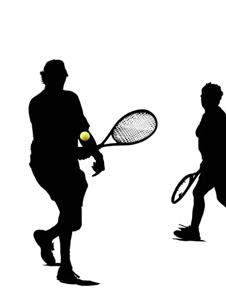 Joueur Tennis Silhouette Vecteur — Photo