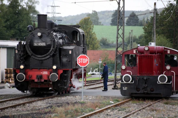 Gőzmozdony Nappal Szabadban — Stock Fotó