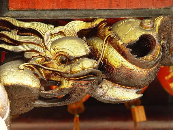 Chinese Draak Standbeeld Tempel — Stockfoto