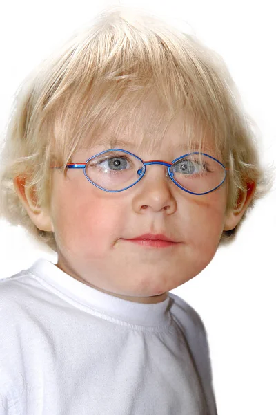 Junge Drei Jahre Mit Geschnittener Brille — Stockfoto