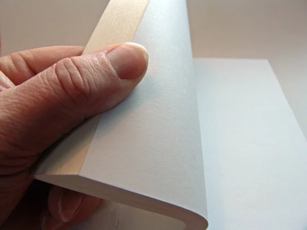 Hand Holding Paper Sheet Cardboard — Stock Photo, Image