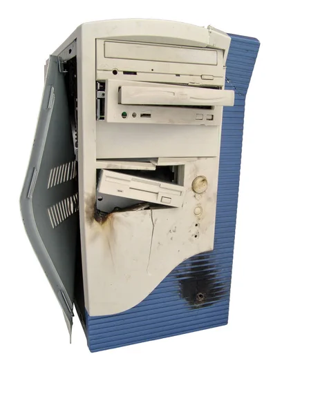 Παλιά Θήκη Υπολογιστή Απομονωμένη Λευκό Φόντο — Φωτογραφία Αρχείου
