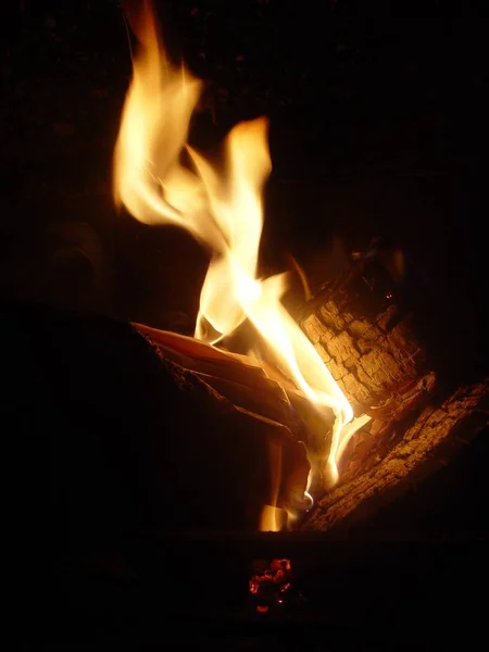 Chimenea Fuego Llama Ardiente — Foto de Stock