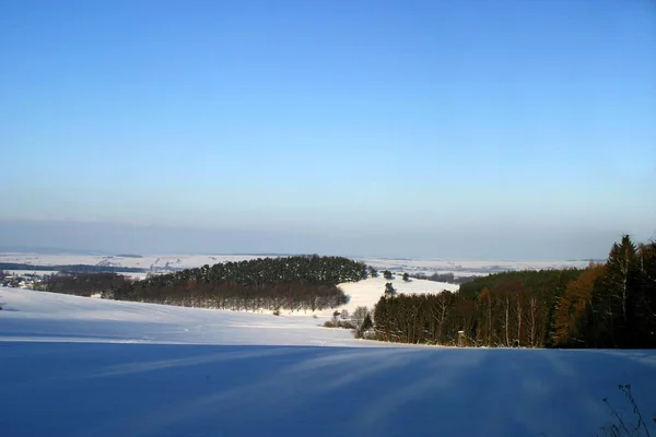 Paisaje Invierno Cubierto Nieve —  Fotos de Stock