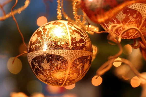 Közelkép Kilátás Karácsonyi Labda Nyaralás Dekorációk — Stock Fotó