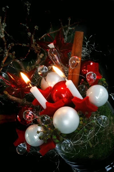 Advent Decoratie Rood Met Klimop — Stockfoto