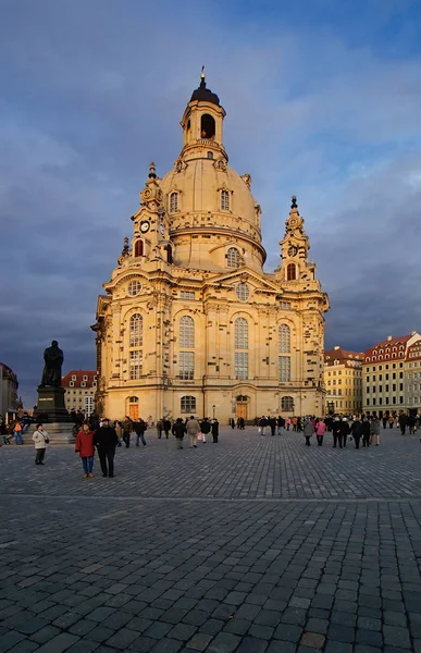 Frauenkirche Dresden Лютеранская Церковь Стиле Барокко Считается Одной Архитектурных Жемчужин — стоковое фото