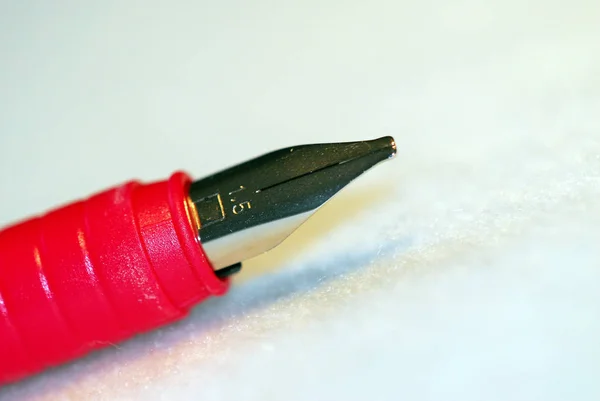 Red Ink Pen White Background — Stock Photo, Image