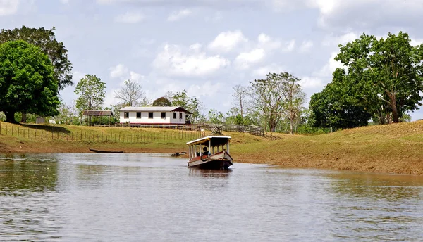 Поселение Лодка Amazonagsgebiet — стоковое фото