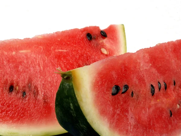 Wassermelonenscheiben Auf Weißem Hintergrund — Stockfoto