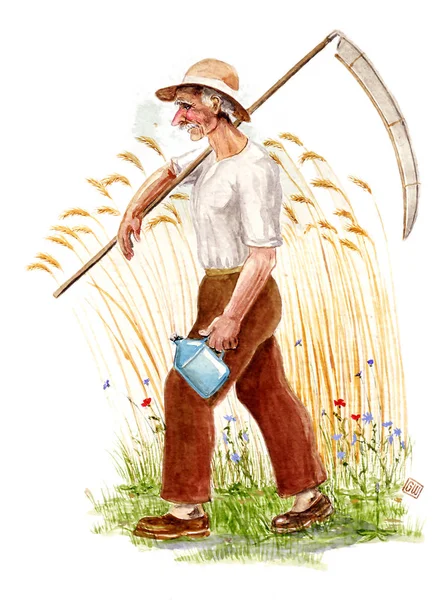 Farmer Bag Straw Hat — Stock Photo, Image
