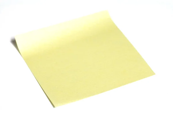 Papel Nota Amarelo Isolado Fundo Branco — Fotografia de Stock
