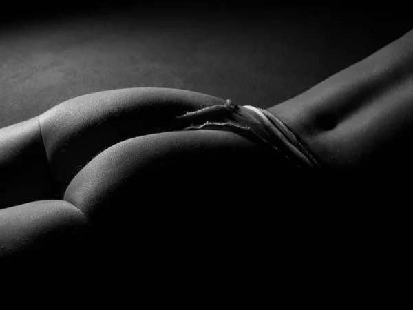 Noir Blanc Photo Belle Femme Nue Corps — Photo