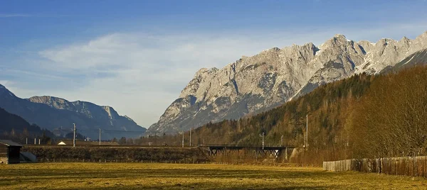 Perto Bischofshofen Pongau Hagengebirge Passar Por Exemplo Tennengebirge Dia Véspera — Fotografia de Stock