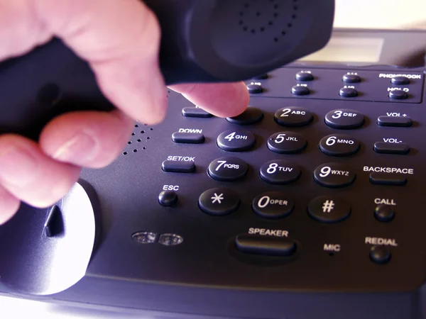 Primo Piano Una Mano Che Tiene Ricevitore Telefonico — Foto Stock