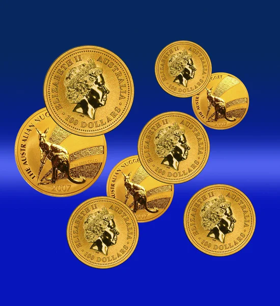 Złote Monety Australijskie Nuggetsy — Zdjęcie stockowe