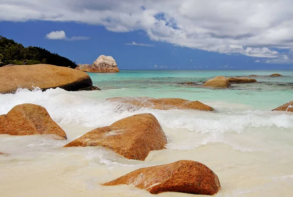 Anse Lazio Aan Noordkant Van Het Eiland Praslin — Stockfoto