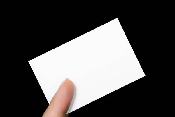 Blank White Card Black Background — Stock Photo, Image