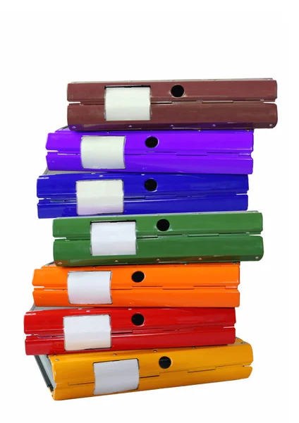 Stack Colorful Plastic Folders Isolated White Background — Stock Photo, Image